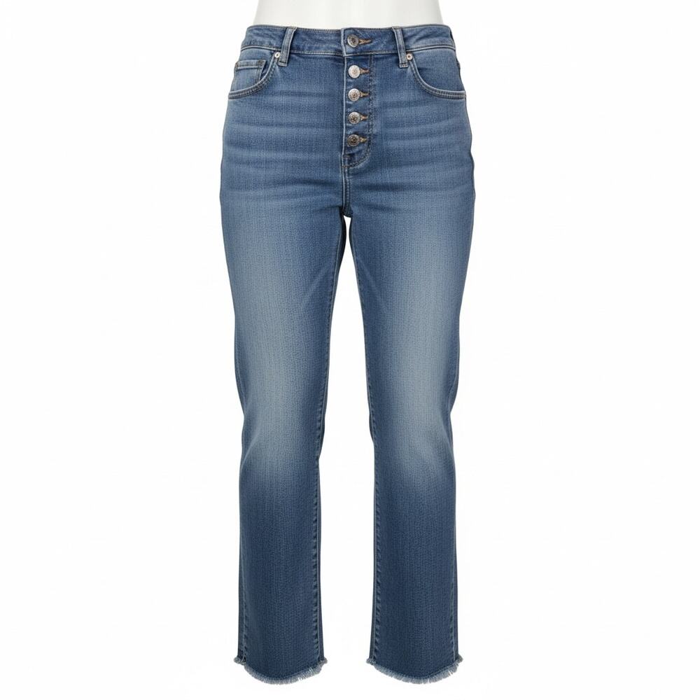 7 For All Mankind High Waist Cropped Straight Jeans Size 29 Button Fly